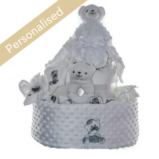 Personalised Ultimate Bear Nappy Cake - White image